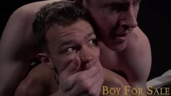 BoyForSale - Young slave cums during bareback after serving master's cock